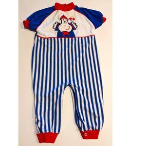 Healthtex Vintage Baby Blue Striped Hippo Outfit 24 months.